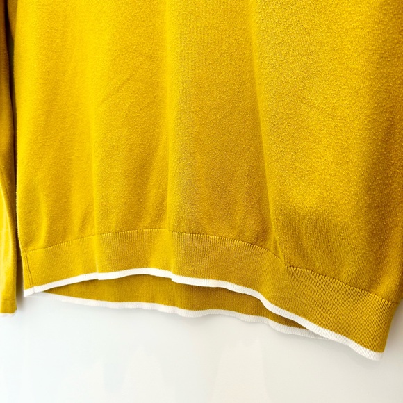 Boden Yellow with White Trim Cotton Blend V-Neck Long Sleeve Sweater Size Small - Picture 5 of 11